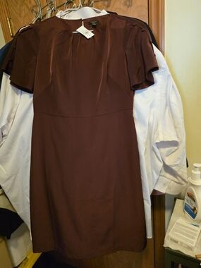 Ann Taylor Burgundy Short Sleeve Mini Dress